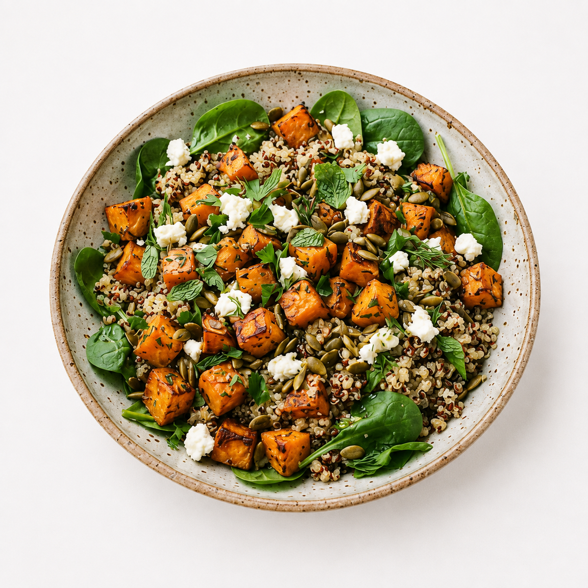 SWEET POTATO, SPINACH & QUINOA SALAD