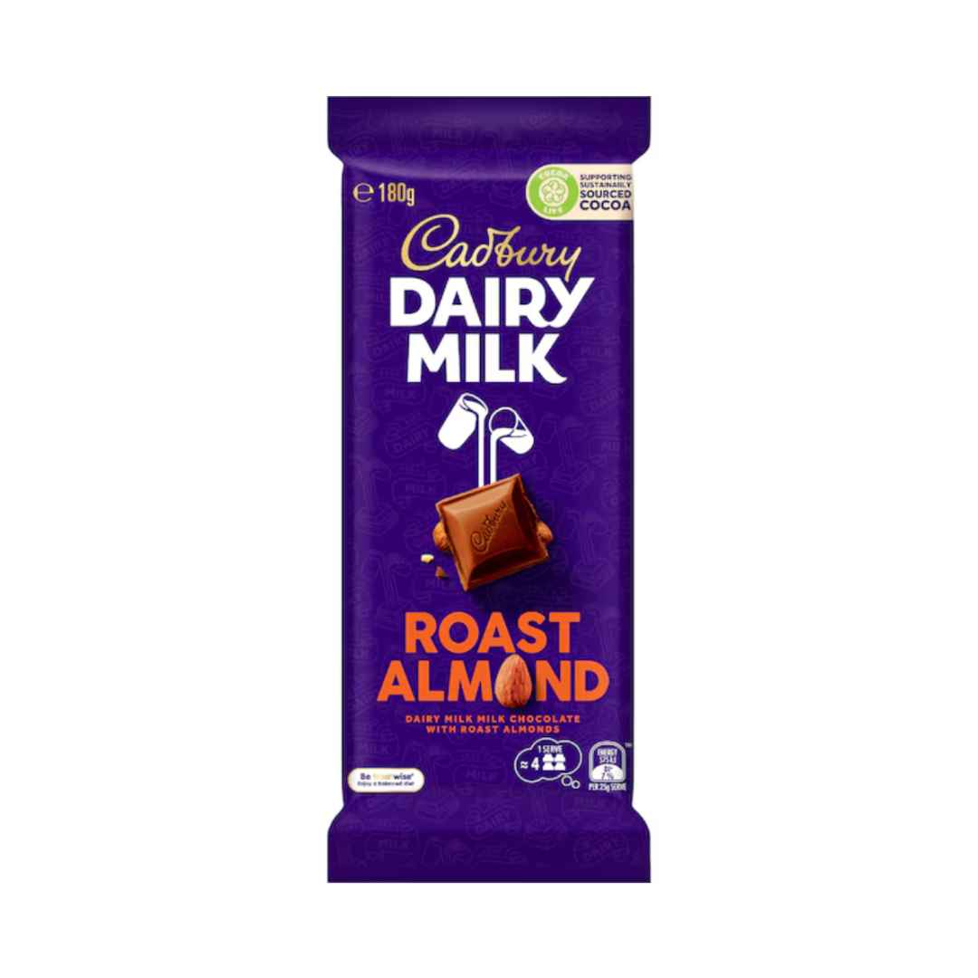 CADBURY DAIRY MILK ROAST ALMOND CHOCOLATE BLOCK 180G